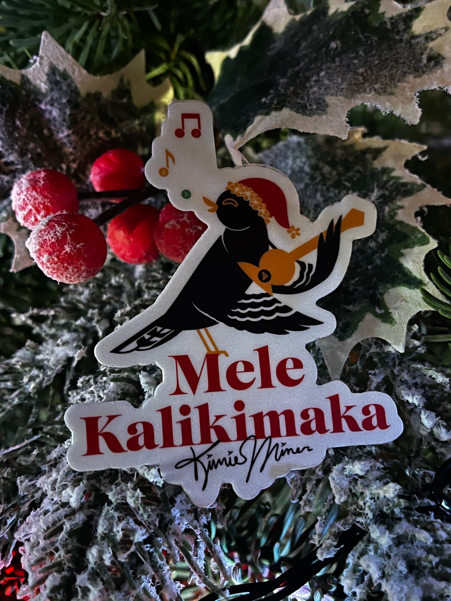 Mele Kalikimaka Bird Sticker